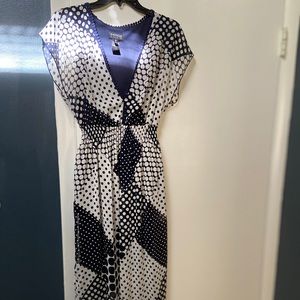 Enfocus studio navy blue polka dot dress